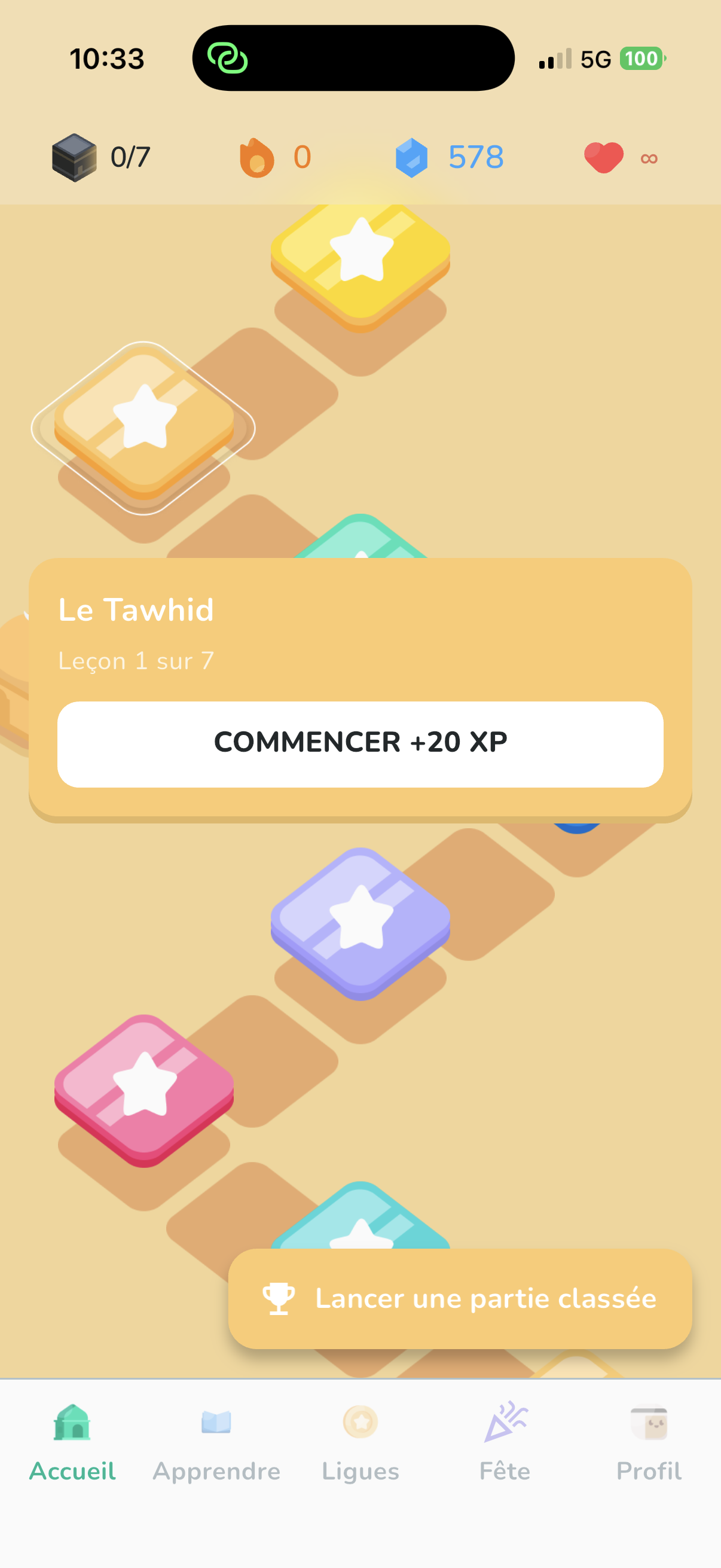 Parcours gamifié avec les leçons